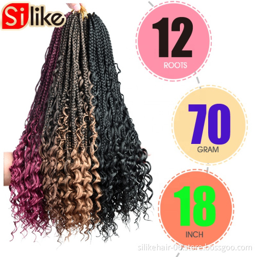 Messy Goddess Bohemian Box braids Un-ruly Synthetic Crochet Hair Bohemian Hair With Curls 18inch freetress boho hippie braid